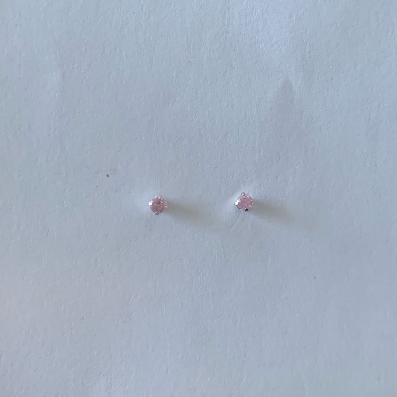 Delicate Dainty Small Pink Gemstone Stud Earrings - Picture 1 of 4